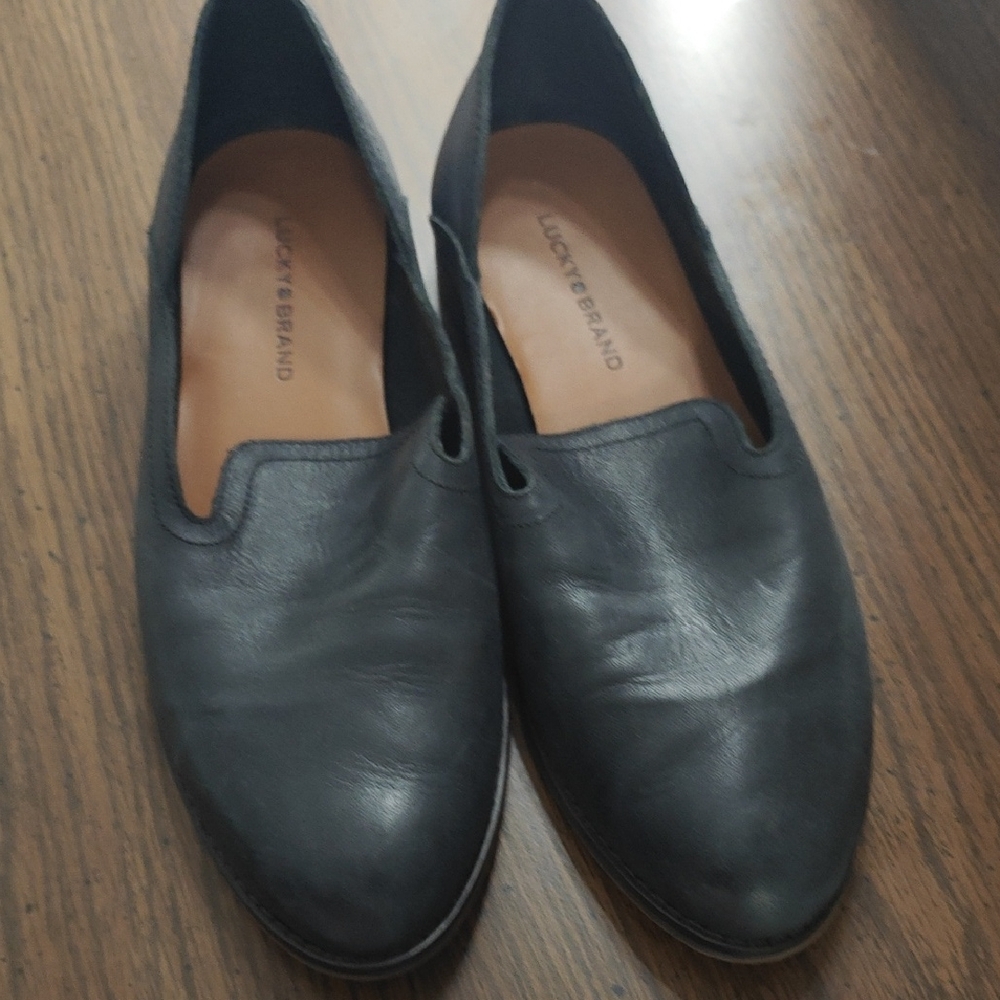 Lucky Brand Dark Leather Slip-On Shoes